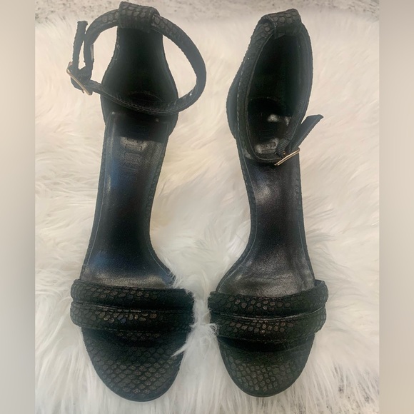 NICHOLAS Black Snakeskin Strappy Stiletto Sandals - Picture 3 of 12